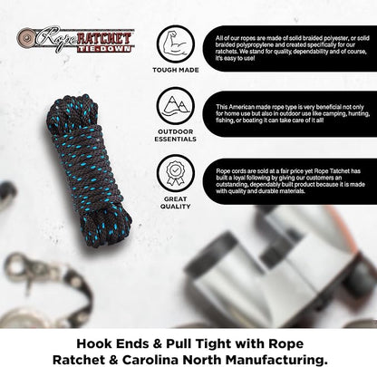 Rope Ratchet 3/8" Heavy Duty Polypropylene Rope – Braided Tie Down, Ratchet Cord - Image 2