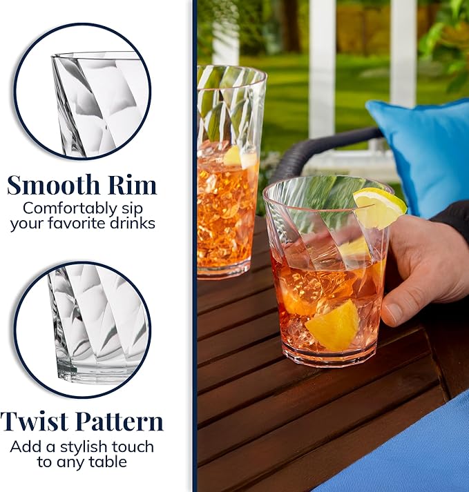 US Acrylic Optix Plastic Reusable Drinking Glasses 14oz Rocks & 20oz Water Cups - Image 4