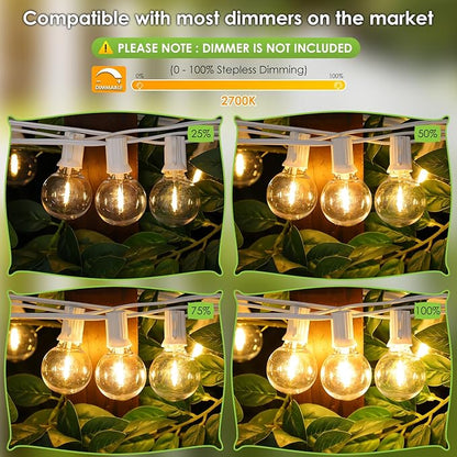 Mlambert 100Ft LED Outdoor String Lights, Dimmable Waterproof G40 Globe Patio - Image 2