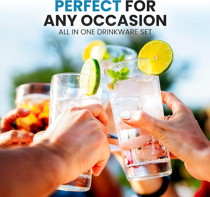 Zulay Kitchen Plastic Drinking Glasses – 16oz Acrylic Shatterproof Water Cups - Image 7