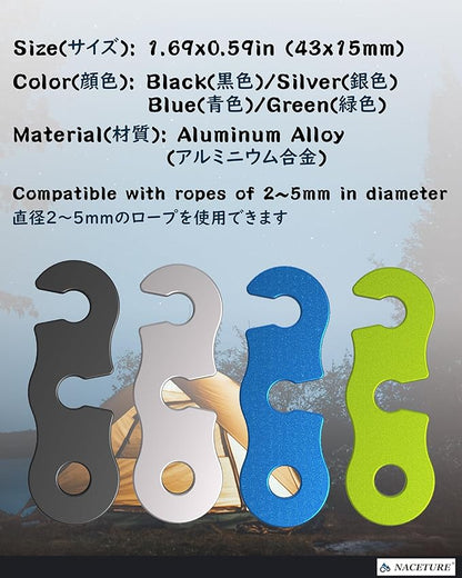 Rope Tensioner Aluminum Alloy Camping Tent Guyline Cord Adjuster Camping of Gear - Image 5