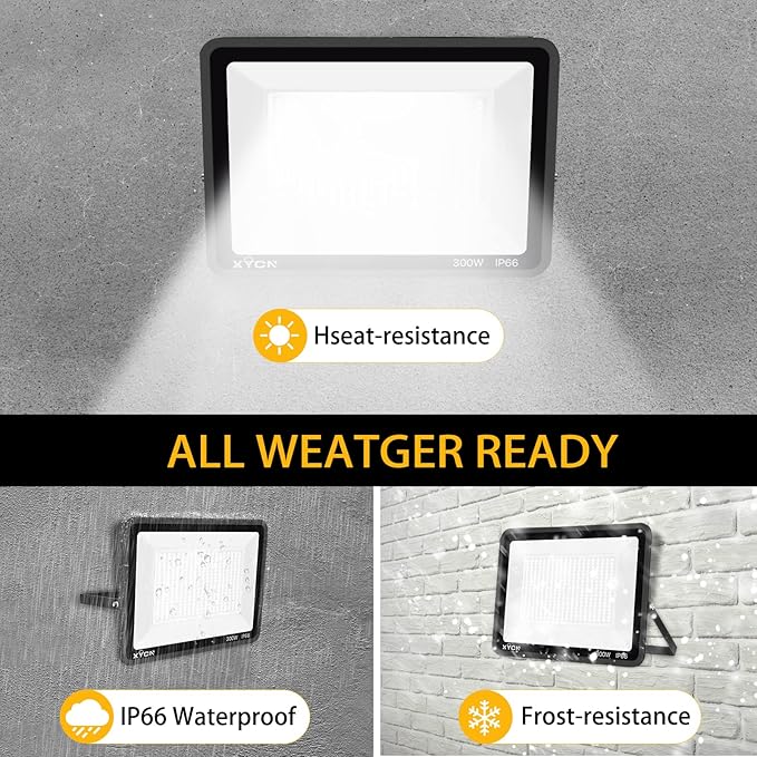 XYCN 2 pack 300W LED Flood Light, Super Bright 42, 500LM 5000K Daylight IP66 - Image 4