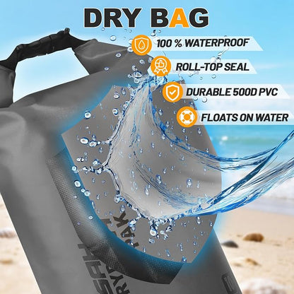 Waterproof Dry Bag, 5L/10L/20L/30L/40L Roll Top Lightweight Storage Backpack - Image 3