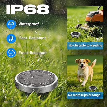 Peasur Mini Solar Ground Lights Outdoor, 2 Pack Flat Solar Powered Disc Lights - Image 3