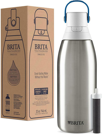 Brita Stainless Steel Premium Filtering Water Bottle, Replaces 300 Plastic - Image 8