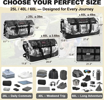 OSAH DRYPAK Waterproof Duffel Bag 25L/40L/60L – Heavy-Duty Motorcycle Tail Bag - Image 2