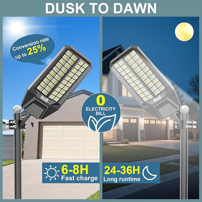 Solar Street Lights Outdoor, Commercial Grade Dusk to Dawn LED Security Flood - Image 2