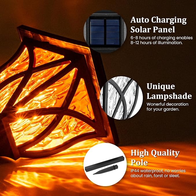GIGALUMI Solar Lights Outdoor Waterproof, 6 Pack Flickering Flame LED Lights - Image 4