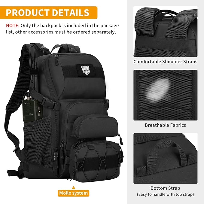 HUNTVP Tactical Backpack Military MOLLE Backpack Hunting Rucksack Gear Assault - Image 6