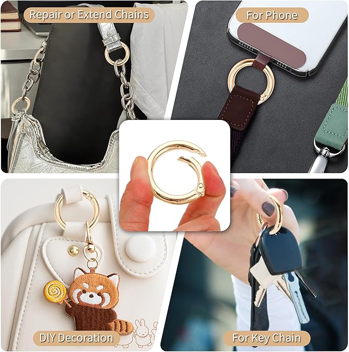 Gkeygo Key Ring Clip, 4/5 Inch Keychain Rings, 8 Pack Round Carabiner Clip - Image 5