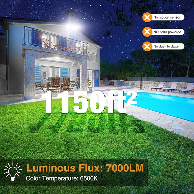 Onforu 3 Packs 75W LED Security Light, 7000LM Outdoor Flood Lights Fixture - Image 3