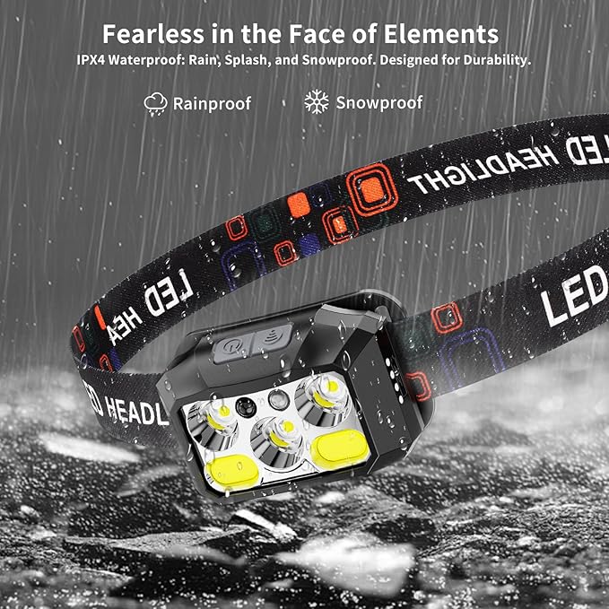 Rechargeable LED Headlamp 3-Pack, 800 Lumens, IPX4 Waterproof, 8 Modes - Image 6