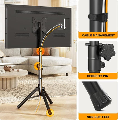 Tripod TV Stand for 23-75 inch Flat Screen/Curved TVs up to 100 lbs - Image 5