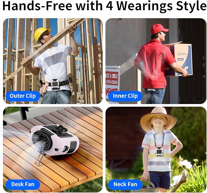 Socool 10000mAh Portable Waist Fan Clip on Wearable Belt Personal Fan - Image 9