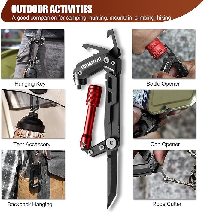 Carabiner Multitool with Pocket Knives, EDC Carabiners, Serrated Knife - Image 4