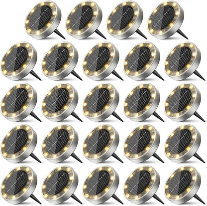 Peasur Solar Ground Lights Outdoor, 24 Pack Flat Solar Powered Disc Lights by Peasur