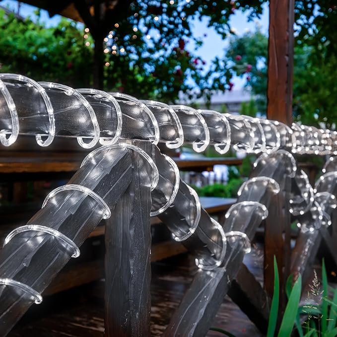 Solar Rope Lights, 66ft 200LED Solar String Lights, 8 Modes Waterproof Solar - Image 3
