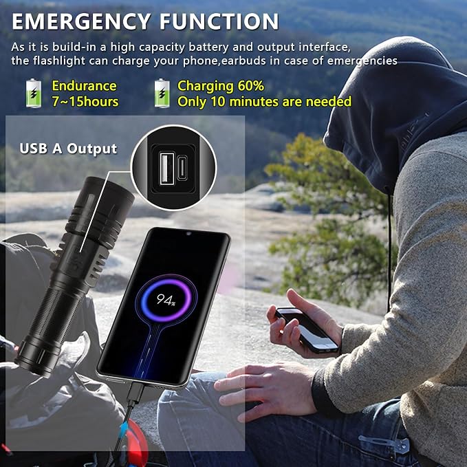 Rechargeable LED Flashlights High Lumens, 10000mAh High Powered Waterproof - Image 4