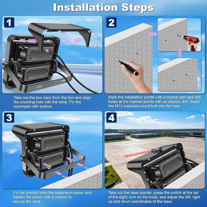 75000LM Dimmable Led Stadium Flood Light 3000W Equivalent Super Bright 0-500w - Image 7