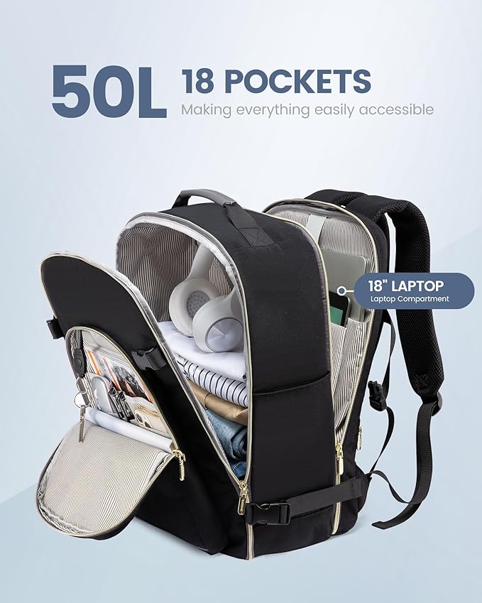 LOVEVOOK Travel Backpack for Women & Men 50L, Airline Approved Carry On - Image 3
