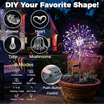suddus 4th of July Decorations Solar Garden Lights, Upgrade 2Pack 150LED Red - Image 3