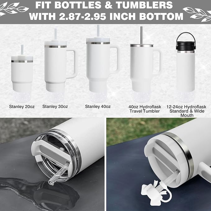9PCS White for Stanley Cup Accessories Set Bling Initials Bow Charms for - Image 4