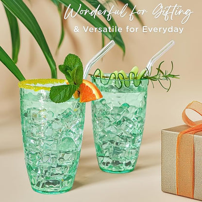 Kate Aspen Hammered Teal Plastic Drinking Glasses Set of 8, 23 oz, Acrylic - Image 5