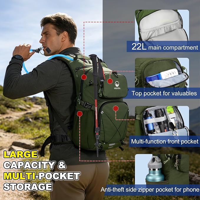 Hydration Backpack 22L, Hiking Backpack - Image 2