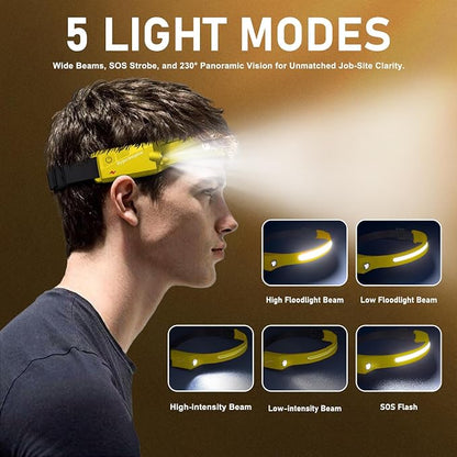 Headlamp Rechargeable LED 230° Wide Beam, USB-C Lightweight Head Lamp, Long - Image 3