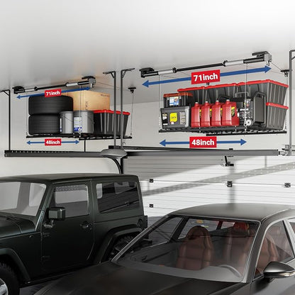 FLEXIMOUNTS GL1 Overhead Garage Lifting Storage Rack, 4x4 Ft Heavy-Duty Metal - Image 2
