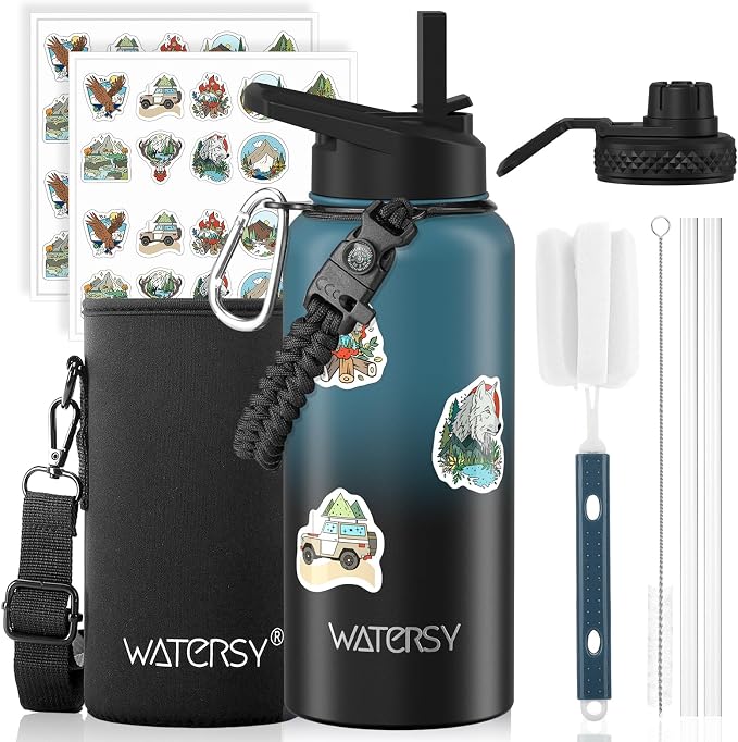 32oz Insulated Water Bottle, BPA Free&Leak Proof, Stainless Steel Water Flask by Watersy