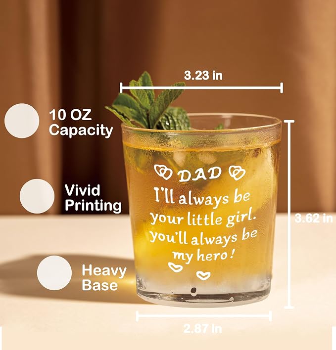 Nogrit Dad Gifts from Daughter Whiskey Glasses 10 oz, Dad Gifts - Image 2