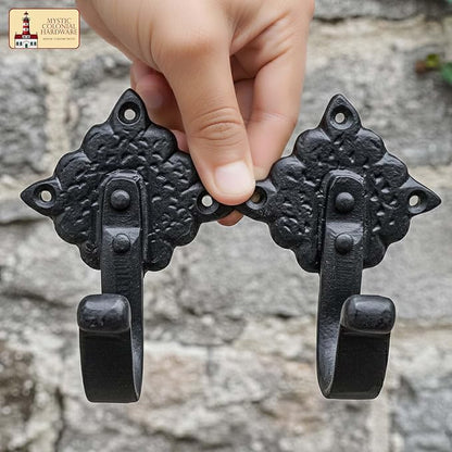 Mystic Colonial Rustic Cast Iron Wall Hooks, Heavy Duty Retro Utility Hooks - Image 7
