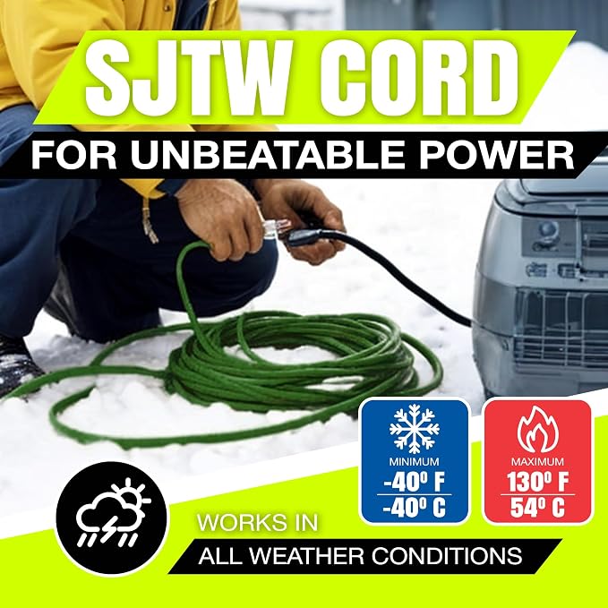 6ft Outdoor/Indoor Extension Cord 14/3 Gauge Heavy Duty 3 Prong SJTW, Waterproof - Image 8
