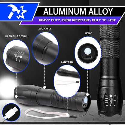 3 Pack LED Rechargeable Flashlight, Super Bright Small Mini Camping Flashlights - Image 4