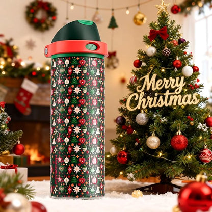 POWCAN 24 oz Christmas Insulated Water Bottle: 2-in-1 Push-Button Spout & - Image 6