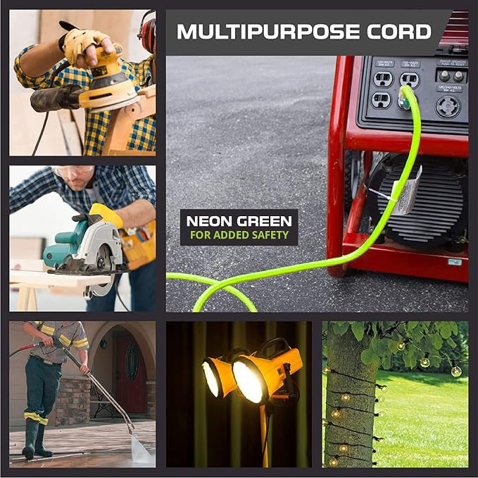 Iron Forge Cable Weatherproof 10 Ft Outdoor Extension Cord Neon Green - Image 7