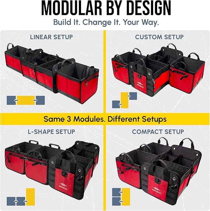 5-Section Trunk Organizer with Cooler – Extra Large Modular Car Storage System - Image 3