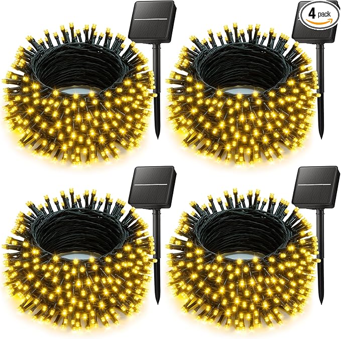 Brightown Solar String Lights Outdoor, 4 Pack Total 160FT 400 LED Solar Powered by Brightown