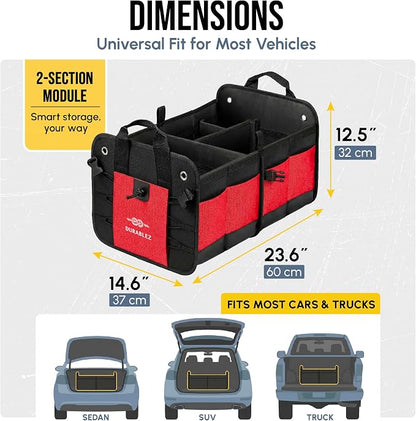 2-Section Foldable Trunk Organizer – Compact Car Storage - Image 3
