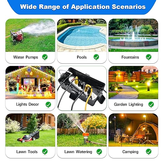 Hrensaw Medium Outdoor Electrical Box, IP54 Waterproof Extension Cord Cover w/6 - Image 7