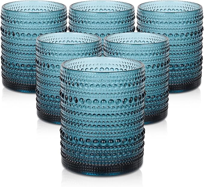 ZMOWIPDL Vintage Glassware Drinking Glasses Set of 6, 12 oz Hobnail Glass Cups by ZMOWIPDL