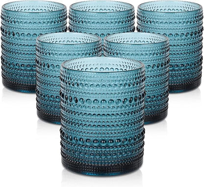 ZMOWIPDL Vintage Glassware Drinking Glasses Set of 6, 12 oz Hobnail Glass Cups by ZMOWIPDL