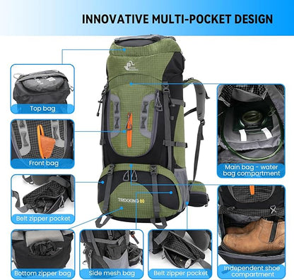 Bseash 80L Waterproof Hiking Camping Backpack - Image 4