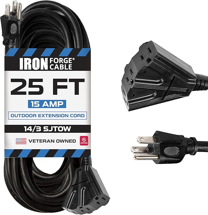 Iron Forge Cable 14 Gauge Outdoor Extension Cord 25 Ft by IronForgeCable