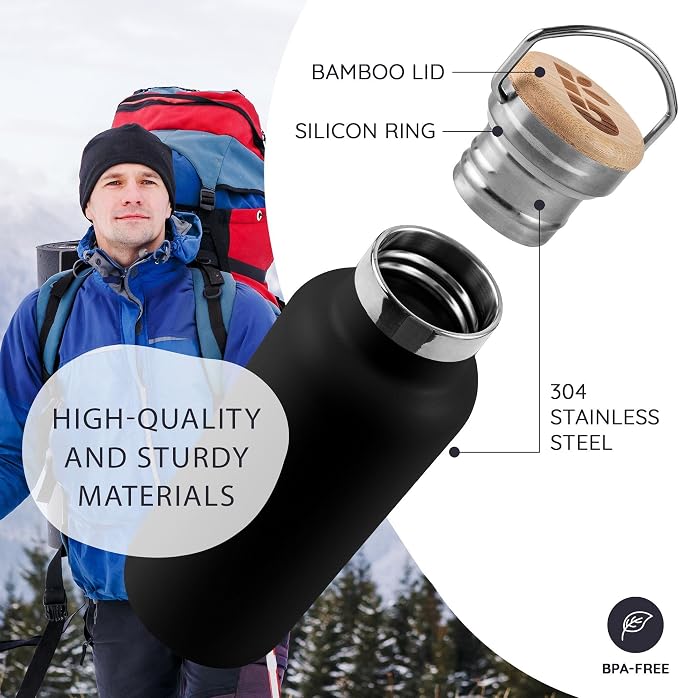 Bambaw 16 oz Stainless Steel Water Bottle, Metal Water Bottle Insulated - Image 2