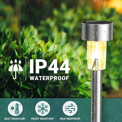 GIGALUMI Solar Lights Outdoor Waterproof, 12 Pack, Stainless Steel LED Solar - Image 4