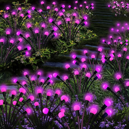 Kohlrabi Solar Garden Lights Outdoor, 4 Pack 32 LED Solar Pink Firefly Lights - Image 6