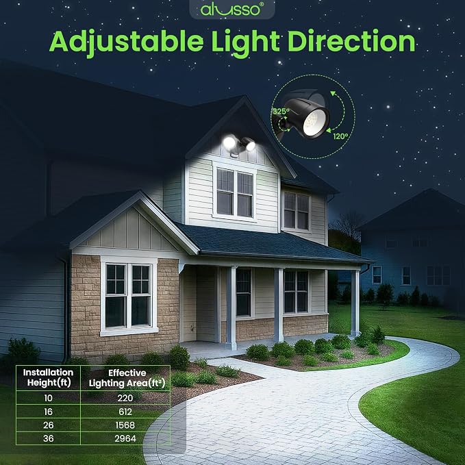 ALUSSO Motion Sensor Outdoor Lights Metal Heads, 30W 3600LM Flood Lights - Image 8