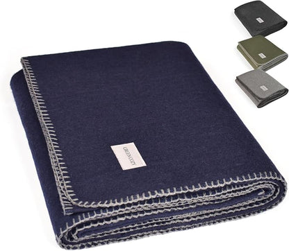 Military Style Wool Blanket – Cushioned, Breathable, Warm & Washable – by GREENCOZY